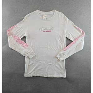 RIPNDIP Ice Cream Long Sleeve T‎ Shirt Size Small White w Pink Flames Skater